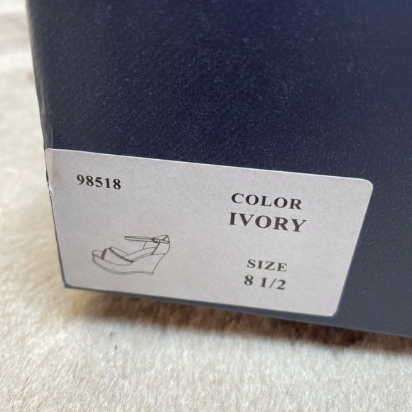 brooks brothers ivory leather wedge platform sandals nib 8.5 - Picture 11 of 11